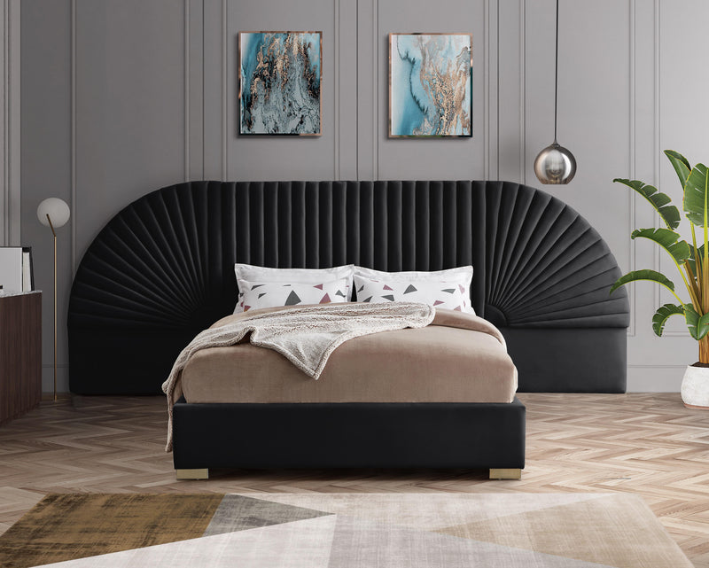 Cleo Black Velvet Queen Bed (3 Boxes) - Town Of Bargains Furniture - NY
