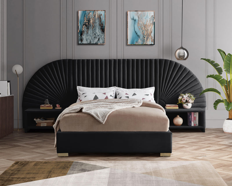Cleo Black Velvet Queen Bed (3 Boxes) - Town Of Bargains Furniture - NY