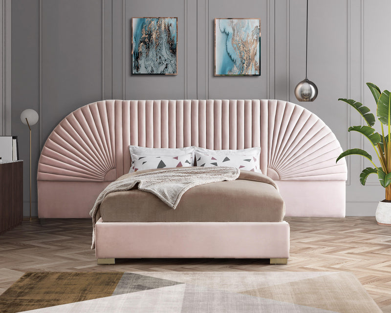 Cleo Pink Velvet Queen Bed (3 Boxes) - Town Of Bargains Furniture - NY