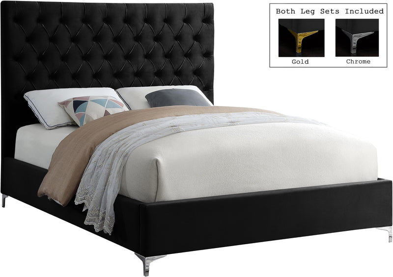 Cruz Black Velvet King Bed - Town Of Bargains Furniture - NY