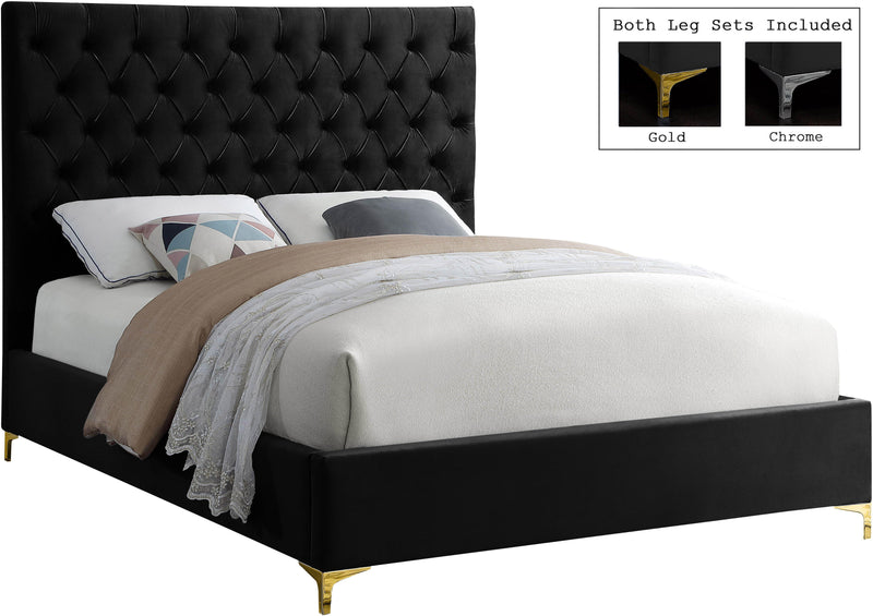 Cruz Black Velvet King Bed - Town Of Bargains Furniture - NY