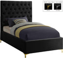 Cruz Black Velvet Twin Bed - Town Of Bargains Furniture - NY