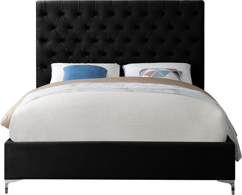 Cruz Black Velvet King Bed - Town Of Bargains Furniture - NY