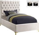 Cruz Cream Velvet Twin Bed - Town Of Bargains Furniture - NY