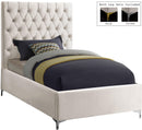 Cruz Cream Velvet Twin Bed - Town Of Bargains Furniture - NY