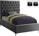 Cruz Grey Velvet Twin Bed - Town Of Bargains Furniture - NY