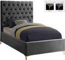 Cruz Grey Velvet Twin Bed - Town Of Bargains Furniture - NY