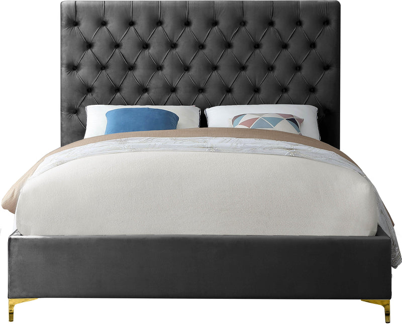 Cruz Grey Velvet King Bed - Town Of Bargains Furniture - NY