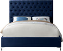 Cruz Navy Velvet Full Bed - Town Of Bargains Furniture - NY