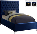 Cruz Navy Velvet Twin Bed - Town Of Bargains Furniture - NY