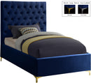 Cruz Navy Velvet Twin Bed - Town Of Bargains Furniture - NY