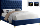 Cruz Navy Velvet King Bed - Town Of Bargains Furniture - NY