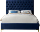 Cruz Navy Velvet King Bed - Town Of Bargains Furniture - NY
