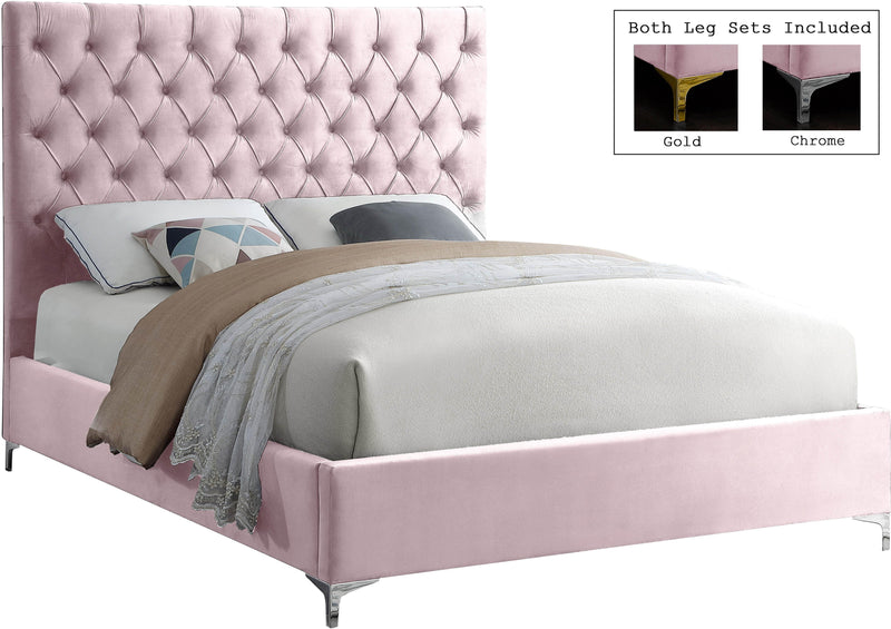 Cruz Pink Velvet King Bed - Town Of Bargains Furniture - NY