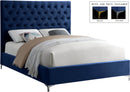 Cruz Navy Velvet Full Bed - Town Of Bargains Furniture - NY