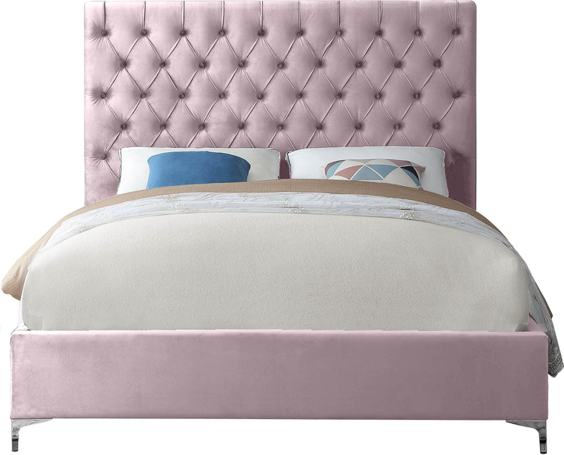 Cruz Pink Velvet King Bed - Town Of Bargains Furniture - NY