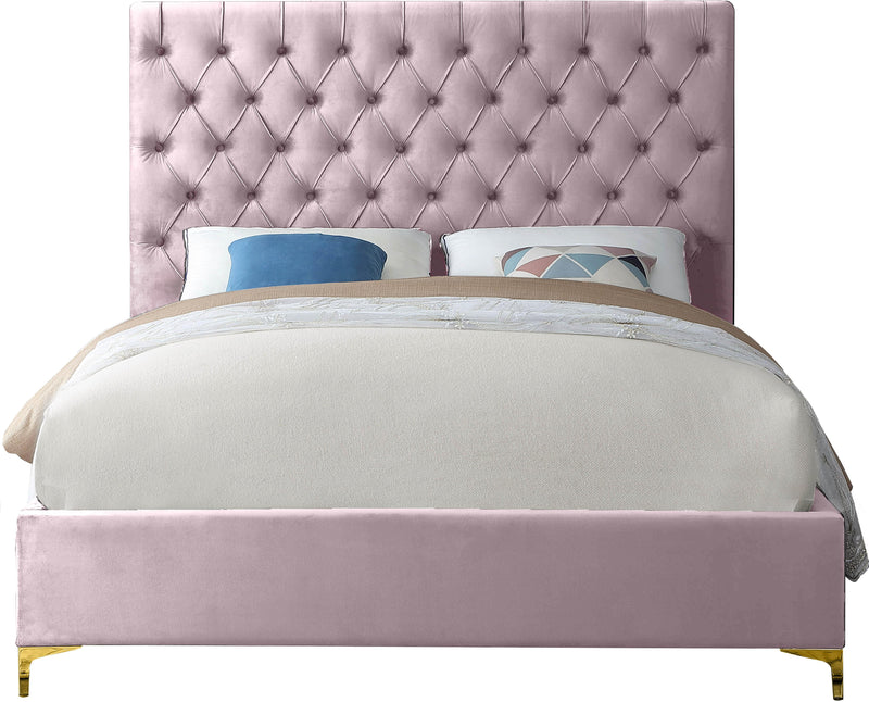 Cruz Pink Velvet King Bed - Town Of Bargains Furniture - NY