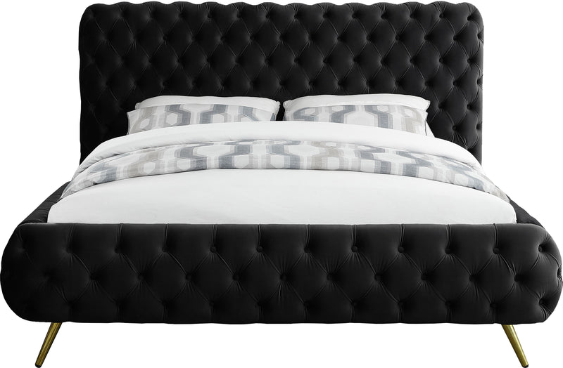 Delano Black Velvet Queen Bed - Town Of Bargains Furniture - NY