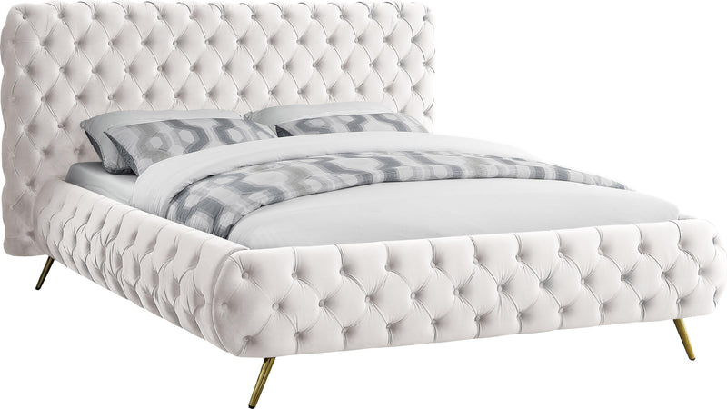 Delano Cream Velvet Queen Bed - Town Of Bargains Furniture - NY