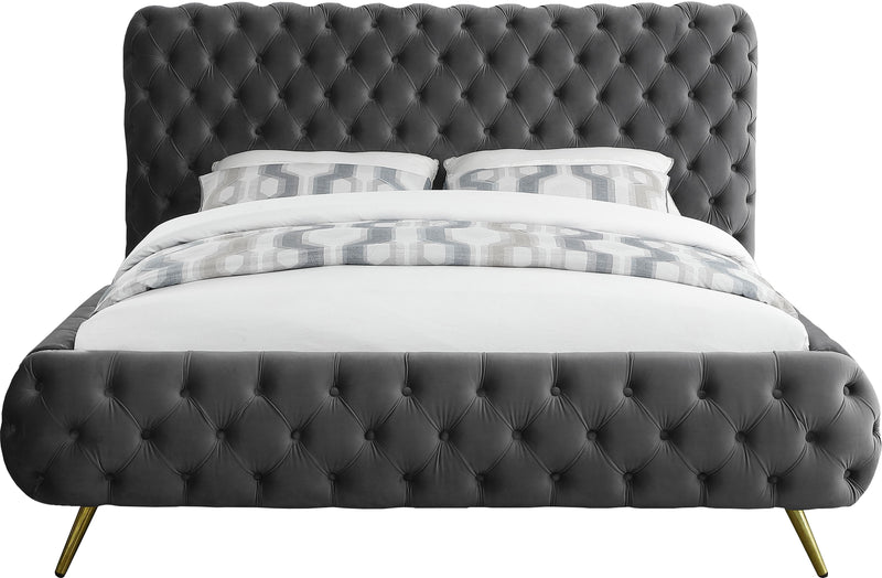 Delano Grey Velvet Queen Bed - Town Of Bargains Furniture - NY