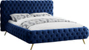 Delano Navy Velvet Queen Bed - Town Of Bargains Furniture - NY