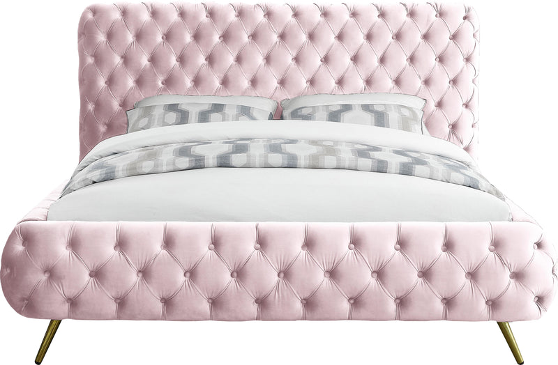 Delano Pink Velvet Queen Bed - Town Of Bargains Furniture - NY