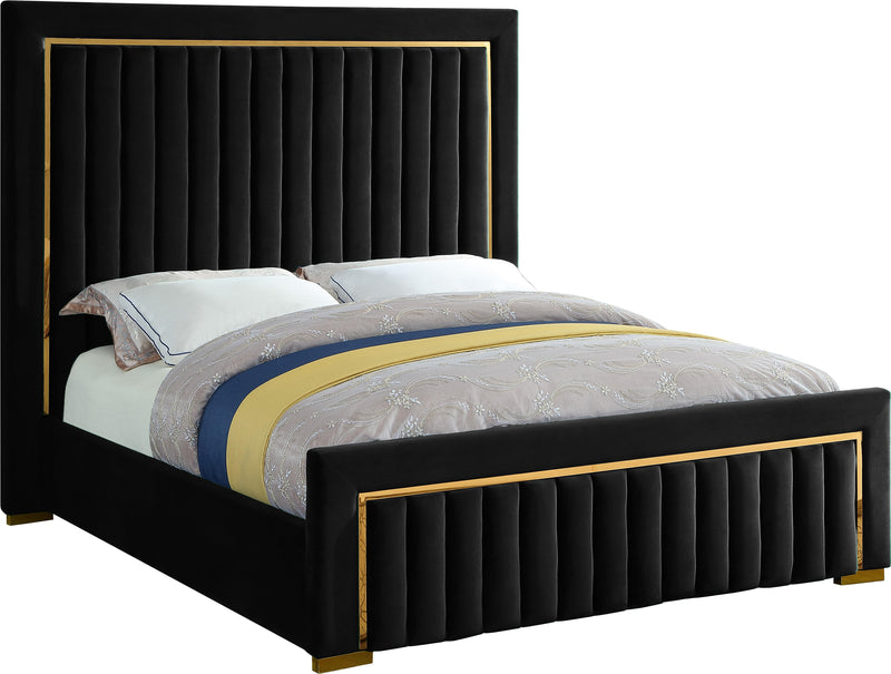 Dolce Black Velvet Queen Bed (3 Boxes) - Town Of Bargains Furniture - NY