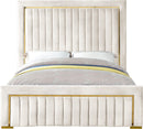Dolce Cream Velvet King Bed (3 Boxes) - Town Of Bargains Furniture - NY