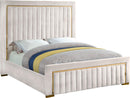 Dolce Cream Velvet Queen Bed (3 Boxes) - Town Of Bargains Furniture - NY