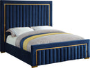Dolce Navy Velvet Queen Bed (3 Boxes) - Town Of Bargains Furniture - NY