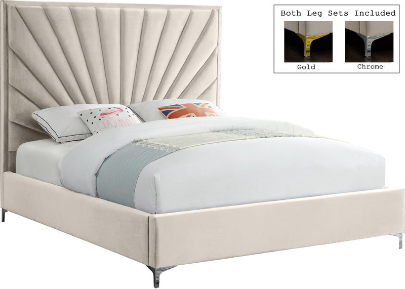 Eclipse Cream Velvet King Bed - Town Of Bargains Furniture - NY