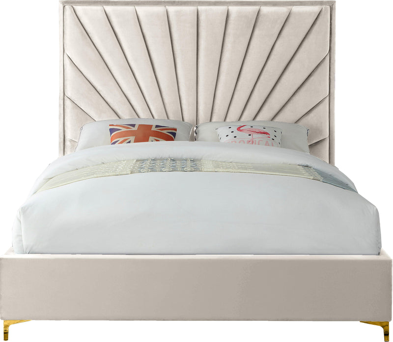 Eclipse Cream Velvet King Bed - Town Of Bargains Furniture - NY