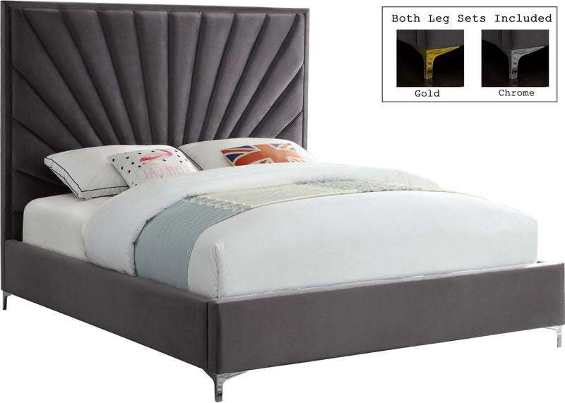 Eclipse Grey Velvet King Bed - Town Of Bargains Furniture - NY