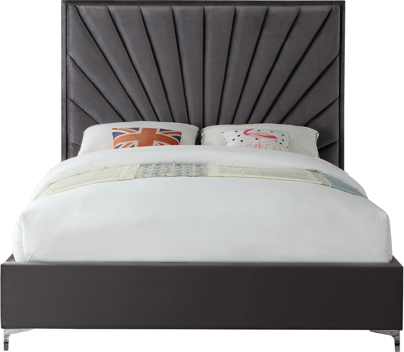 Eclipse Grey Velvet King Bed - Town Of Bargains Furniture - NY