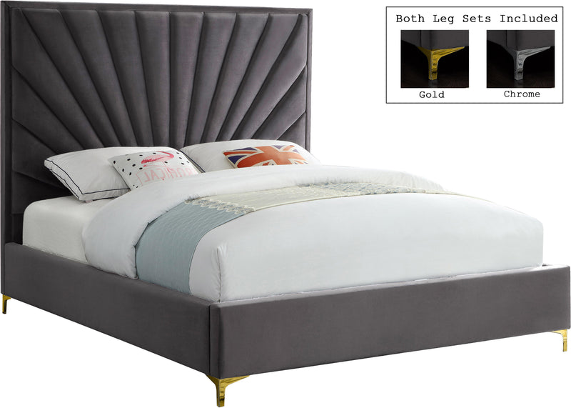 Eclipse Grey Velvet Queen Bed - Town Of Bargains Furniture - NY