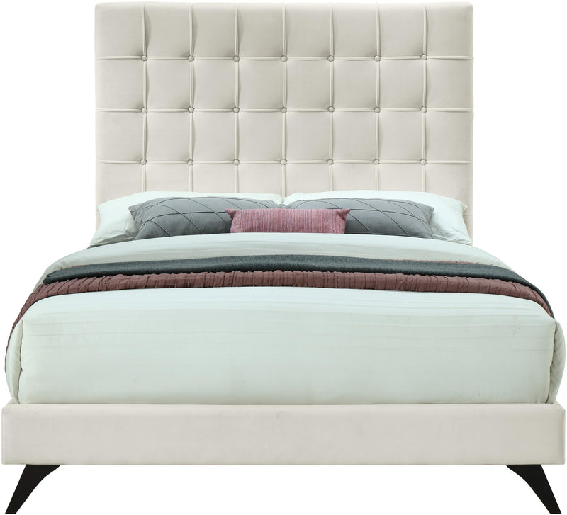 Elly Cream Velvet King Bed