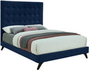 Elly Navy Velvet Queen Bed - Town Of Bargains Furniture - NY