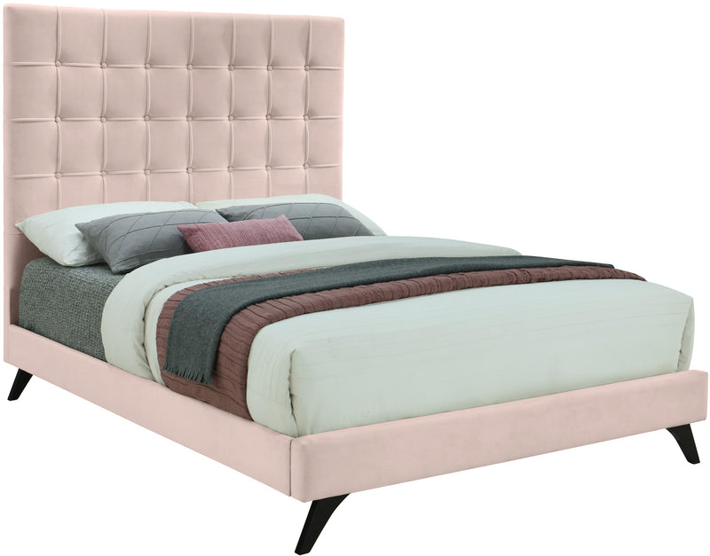 Elly Pink Velvet Queen Bed - Town Of Bargains Furniture - NY
