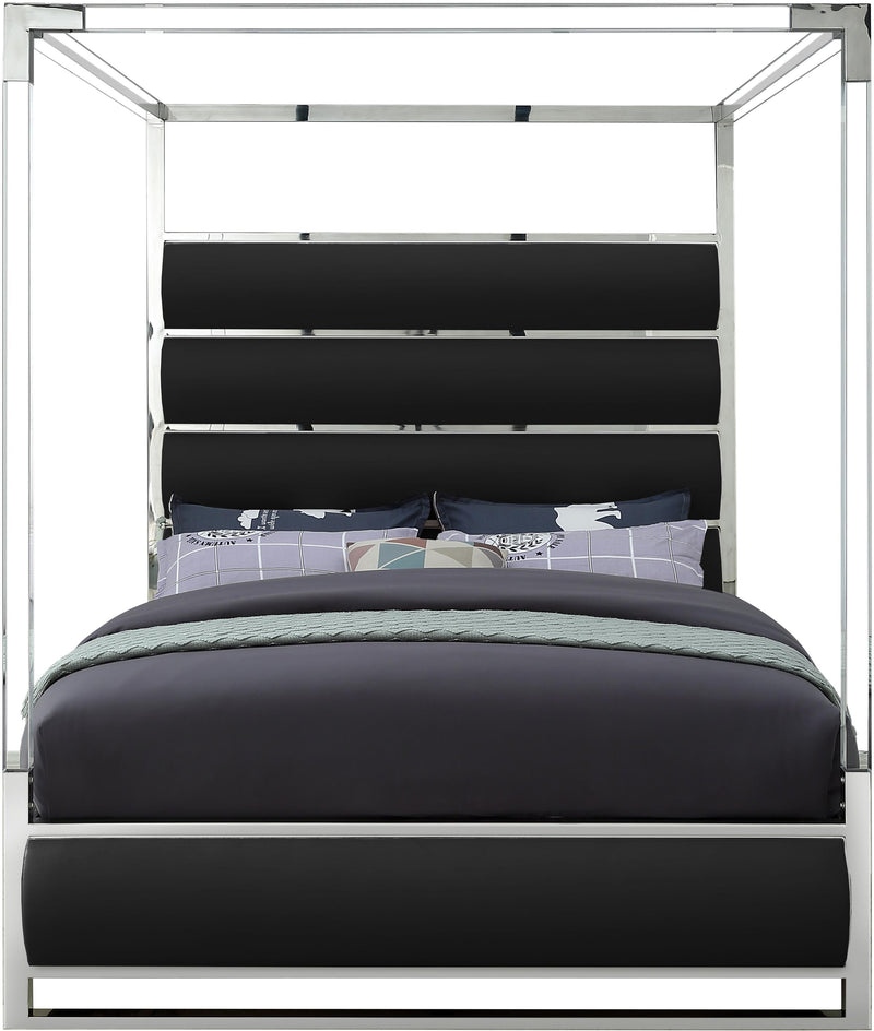 Encore Black Faux Leather Queen Bed (4 Boxes) - Town Of Bargains Furniture - NY