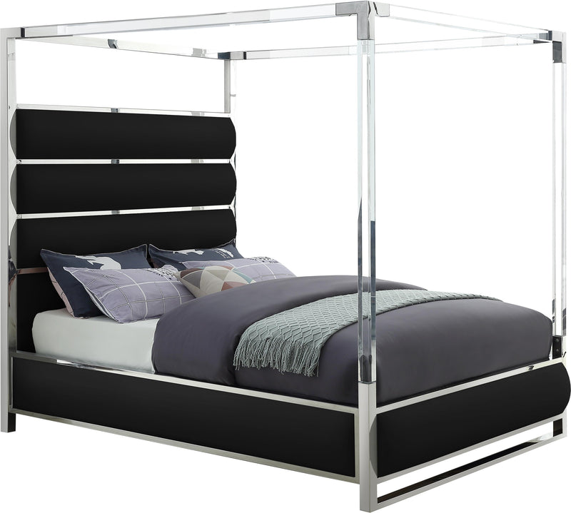 Encore Black Faux Leather Queen Bed (4 Boxes) - Town Of Bargains Furniture - NY