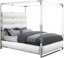 Encore White Faux Leather Queen Bed (4 Boxes)