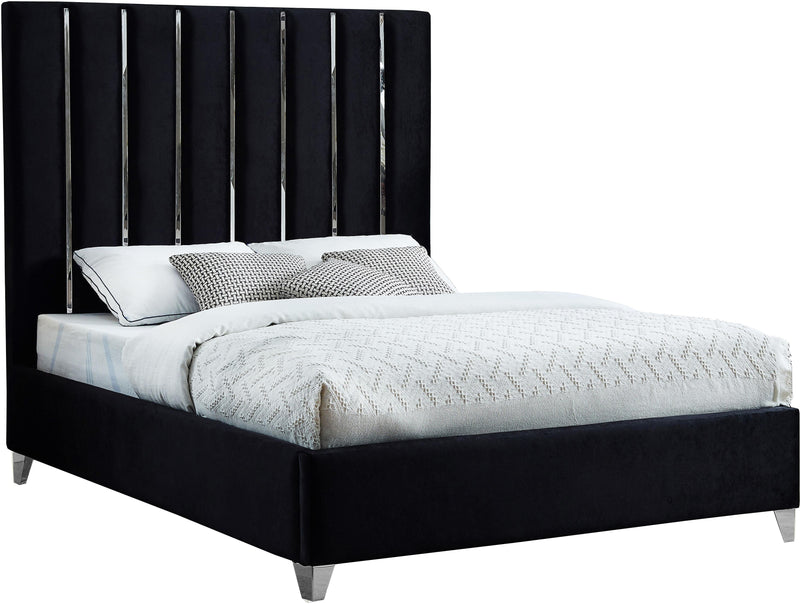 Enzo Black Velvet Queen Bed - Town Of Bargains Furniture - NY