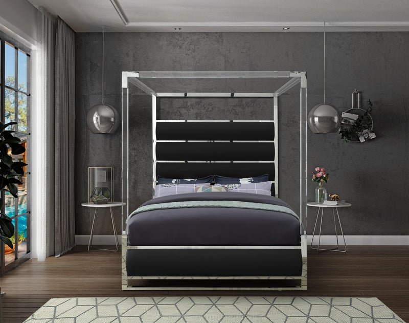 Encore Black Faux Leather Queen Bed (4 Boxes) - Town Of Bargains Furniture - NY