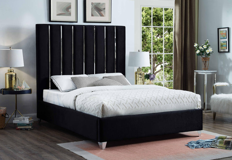 Enzo Black Velvet King Bed - Town Of Bargains Furniture - NY