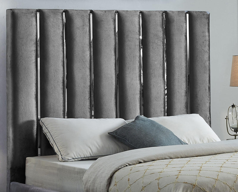 Enzo Grey Velvet King Bed - Town Of Bargains Furniture - NY