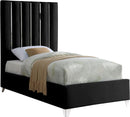 Enzo Black Velvet Twin Bed - Town Of Bargains Furniture - NY