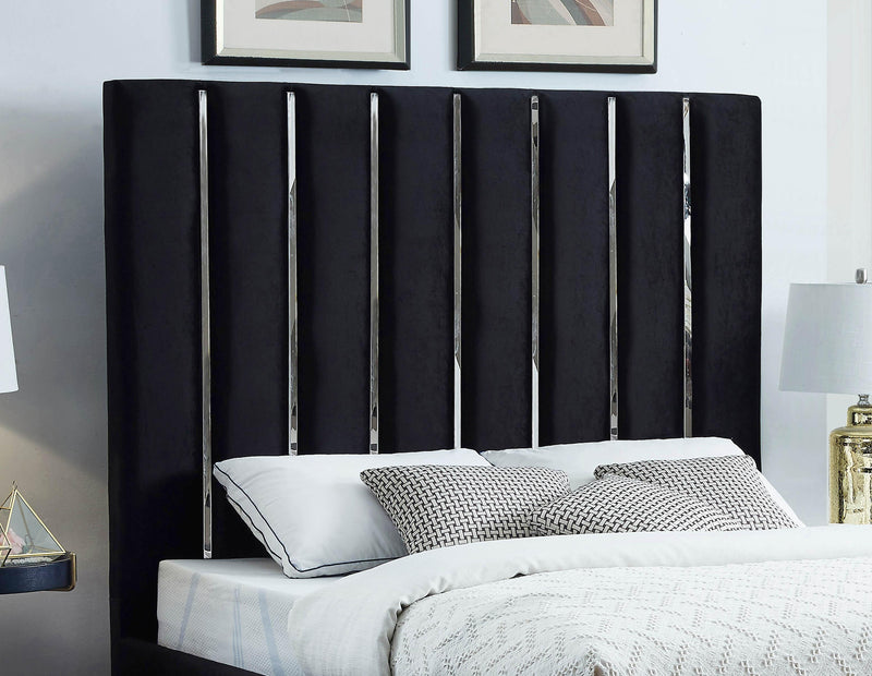 Enzo Black Velvet Queen Bed - Town Of Bargains Furniture - NY