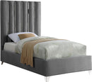 Enzo Grey Velvet Twin Bed - Town Of Bargains Furniture - NY