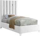 Enzo White Velvet Twin Bed - Town Of Bargains Furniture - NY