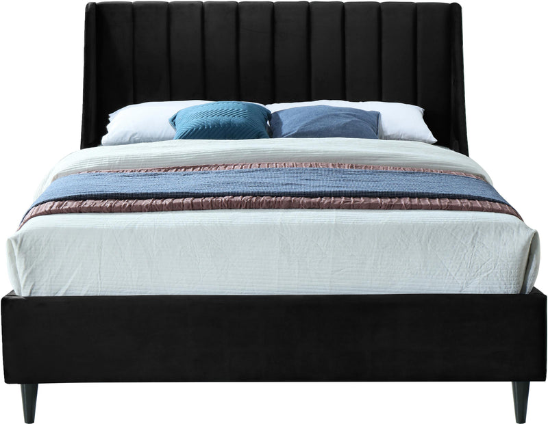 Eva Black Velvet Queen Bed - Town Of Bargains Furniture - NY